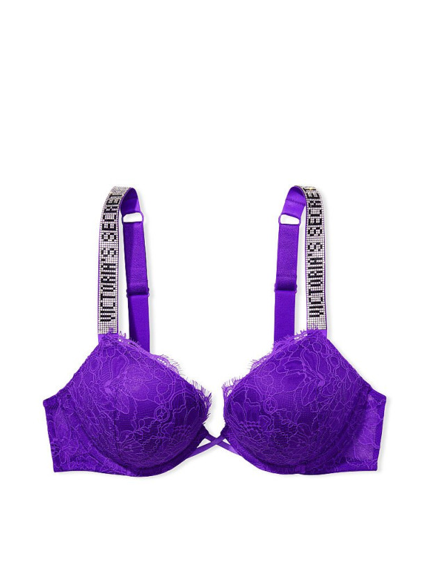 Комплект Білизни зі Стразами Victoria's Secret Very Sexy Bombshell Add-2-cups Shine Strap Lace Push-up Bra & Bikini Panty_2
