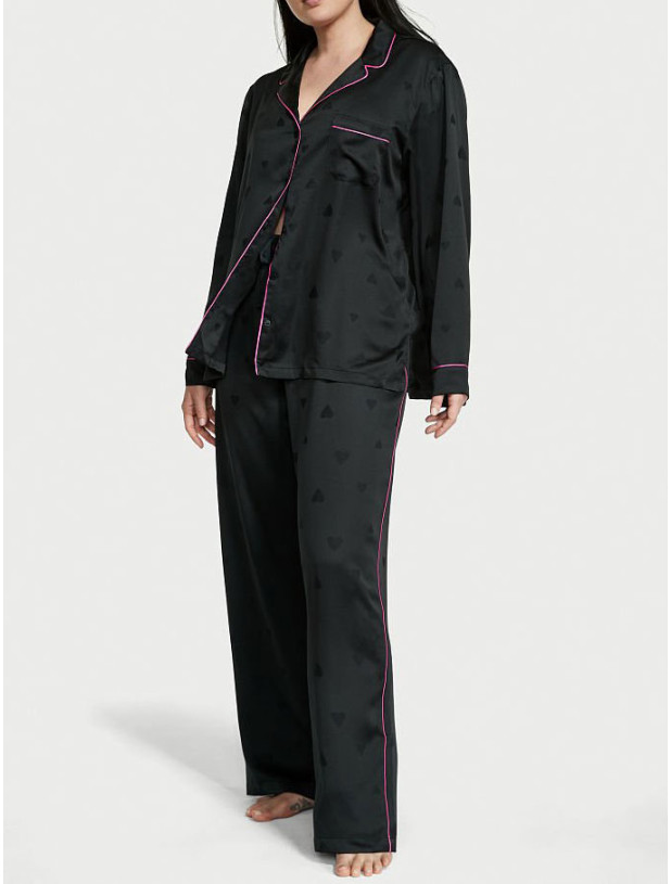 Rojeam Women's Silk Satin Pajama Set - Long Sleeve Button-Down Pajamas Loungewear