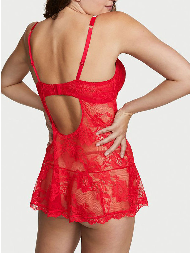 Пеньюар зі Стразами Victoria's Secret Bombshell Add-2-Cups Lace Shine Strap Babydoll_2