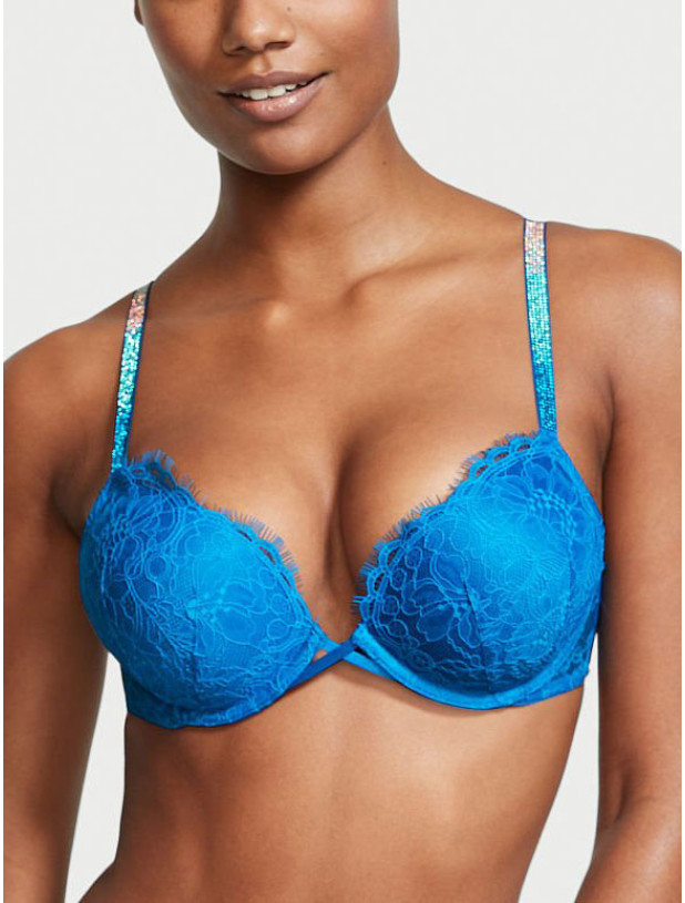 Комплект Білизни зі Стразами Victoria's Secret Very Sexy Bombshell Add-2-Cups Lace Shine Strap Push-Up Bra & Brazilian Panty_5