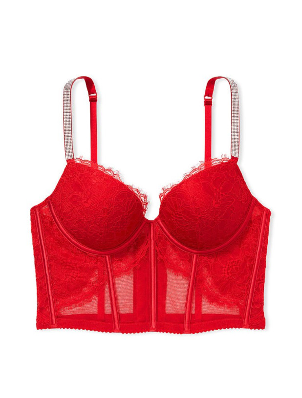 Комплект Білизни зі Стразами Victoria's Secret Very Sexy Shine Strap Push-Up Corset Top & Lace Cutout Thong Panty_3