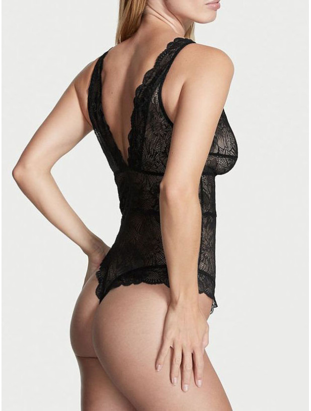 Боді Мереживне Victoria's Secret The Lacie Plunge Bodysuit_8