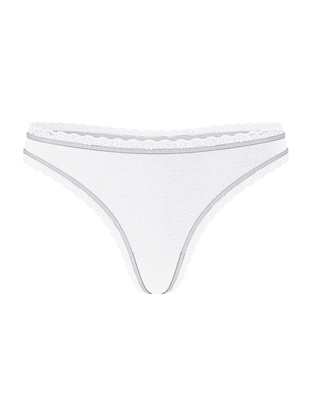 Бавовняні Трусики Стрінги Victoria's Secret Lace Trim Cotton Lace-Waist Thong_3