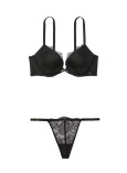 Комплект Білизни Victoria's Secret Very Sexy Bombshell Add-2-Cups Rose Lace Push-Up Bra & Adjustable String Thong Panty_1