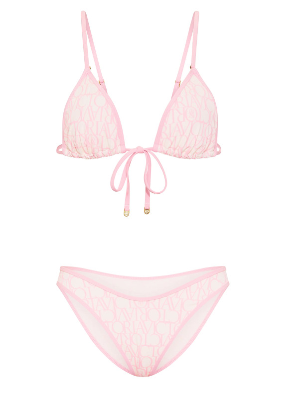 Купальник Бикини Треугольник Victoria's Secret Logo Tie-Front Triangle Bikini Top & Brazilian Bikini Bottom_3
