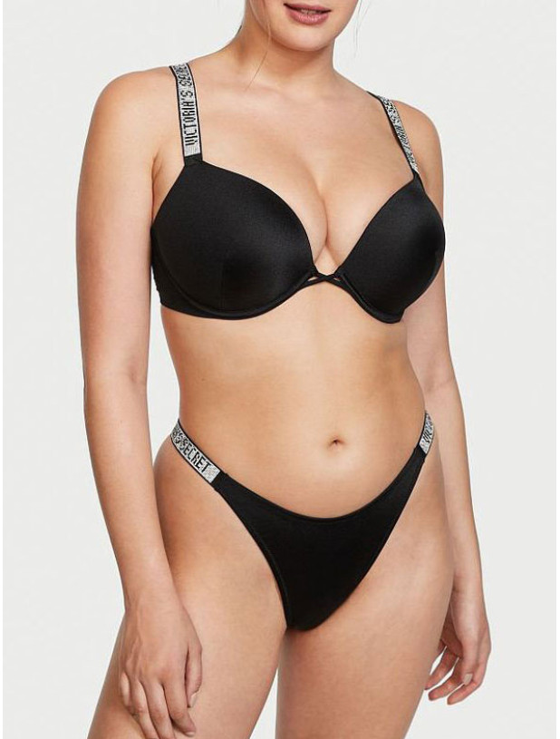 Купальник Пуш-ап со Стразами Victoria's Secret Shine Strap Bombshell Add-2-Cups Push-Up Bikini Top & Thong Bikini Bottom_4