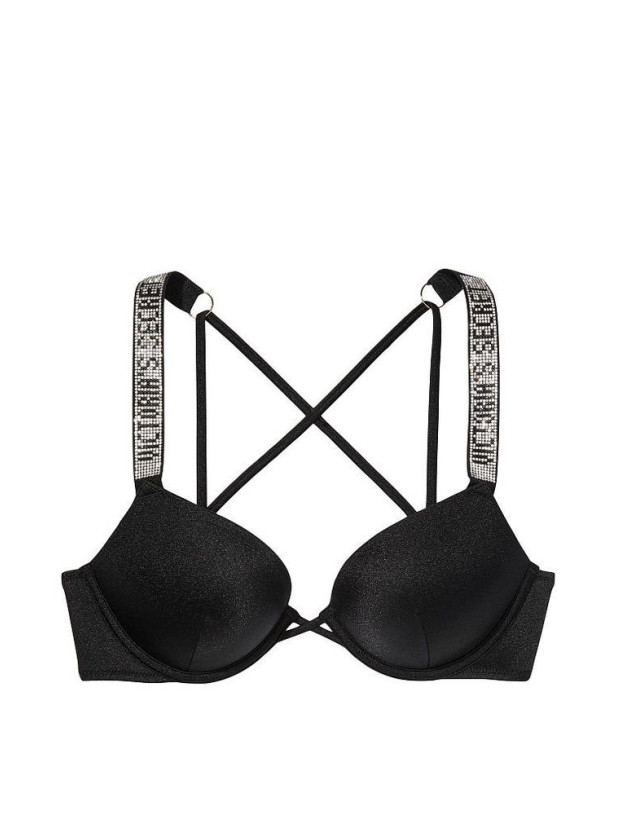 Купальник Пуш-ап со Стразами Victoria's Secret Shine Strap Bombshell Add-2-Cups Push-Up Bikini Top & Thong Bikini Bottom_2