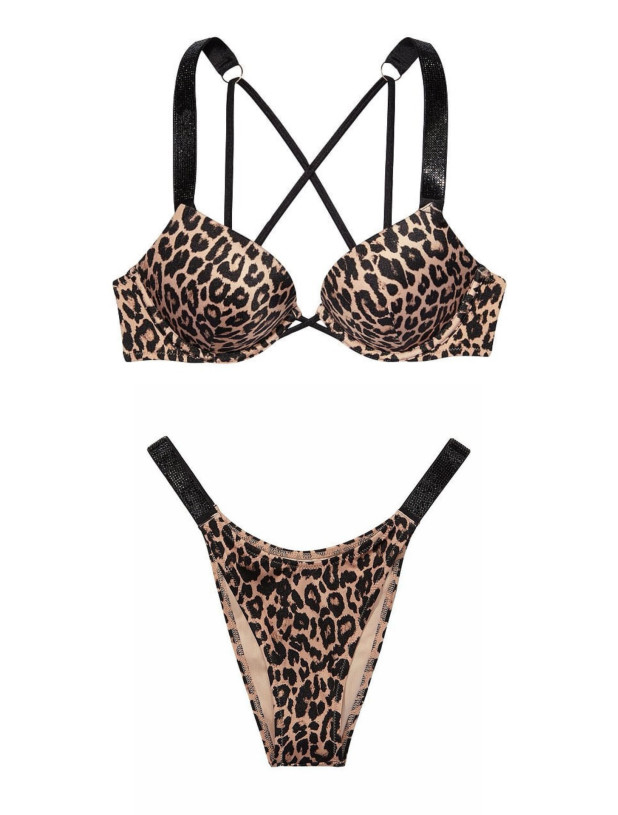 Купальник Пуш-ап со Стразами Victoria's Secret Shine Strap Bombshell Push-Up Bikini Top & Brazilian Bikini Bottom_3