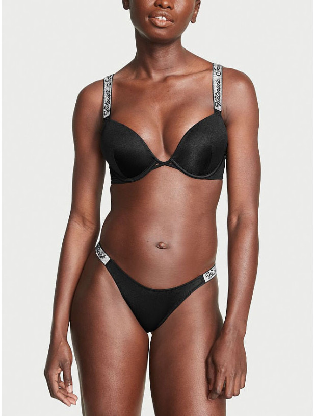 Купальник Пуш-ап со Стразами Victoria's Secret Shine Strap Bombshell Add-2-Cups Push-Up Bikini Top & Brazilian Bikini Bottom_5