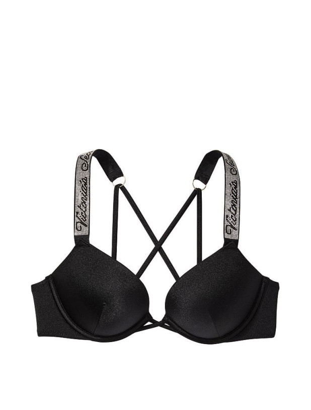 Купальник Пуш-ап со Стразами Victoria's Secret Shine Strap Bombshell Add-2-Cups Push-Up Bikini Top & Brazilian Bikini Bottom_2