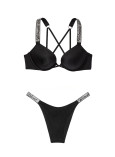Купальник Пуш-ап со Стразами Victoria's Secret Shine Strap Bombshell Add-2-Cups Push-Up Bikini Top & Brazilian Bikini Bottom_1