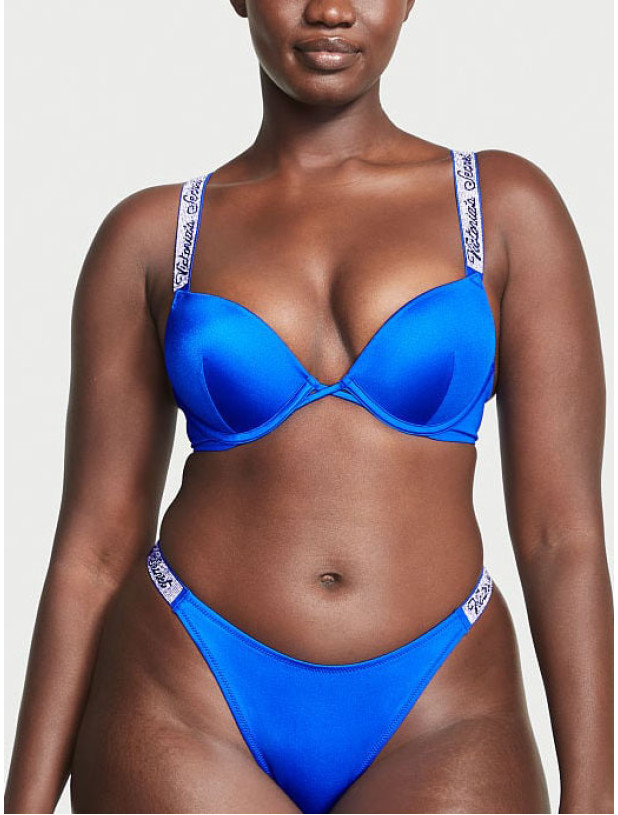 Купальник Пуш-ап зі Стразами Victoria's Secret Shine Strap Bombshell Add-2-Cups Push-Up Bikini Top & Thong Bikini Bottom_7