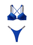 Купальник Пуш-ап зі Стразами Victoria's Secret Shine Strap Bombshell Add-2-Cups Push-Up Bikini Top & Thong Bikini Bottom_2