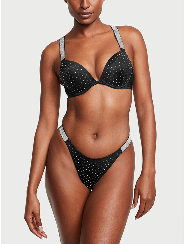 Купальник Пуш-ап со Стразами Victoria's Secret Shine Strap Bombshell Add-2-Cups Push-Up Bikini Top & Thong Bikini Bottom_2
