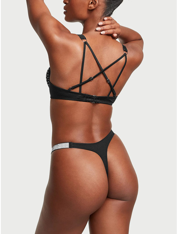 Купальник Пуш-ап со Стразами Victoria's Secret Shine Strap Bombshell Add-2-Cups Push-Up Bikini Top & Thong Bikini Bottom_3