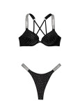 Купальник Пуш-ап со Стразами Victoria's Secret Shine Strap Bombshell Add-2-Cups Push-Up Bikini Top & Thong Bikini Bottom_4