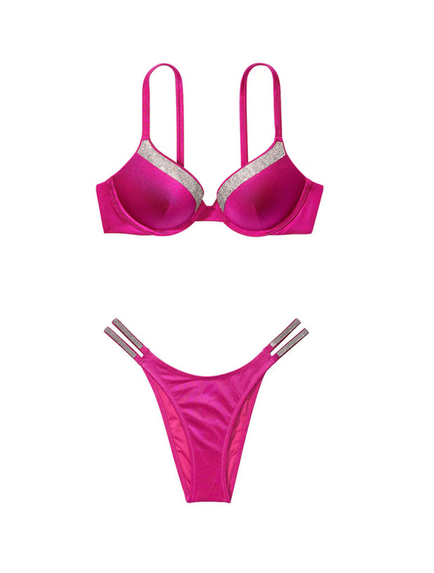 Купальник зі Стразами Victoria's Secret Very Sexy Shine Trim Push-Up Bikini Top & Double Shine Strap Brazilian Bikini Bottom_4