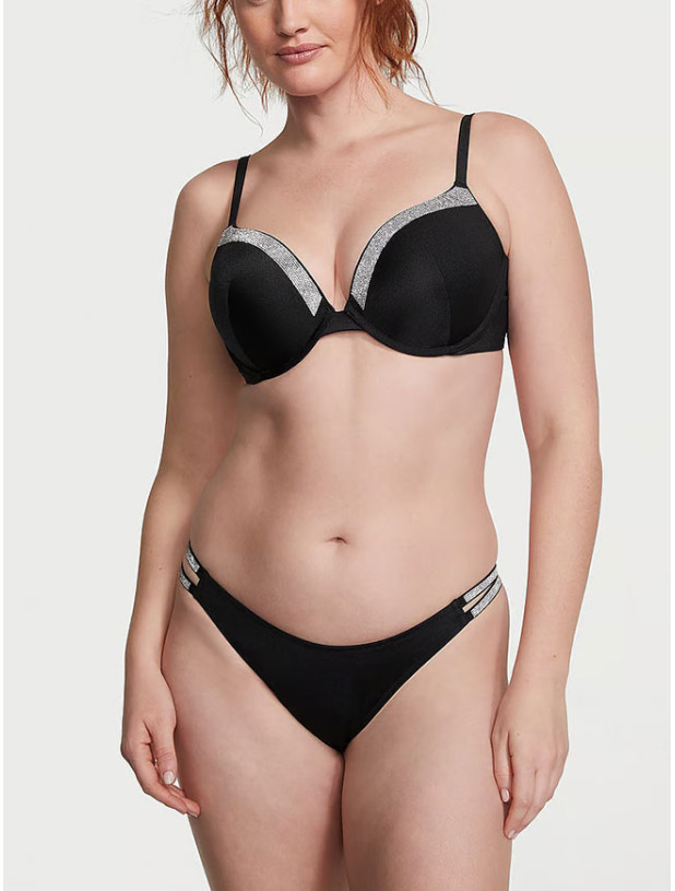 Купальник зі Стразами Victoria's Secret Very Sexy Shine Trim Push-Up Bikini Top & Double Shine Strap Brazilian Bikini Bottom_3
