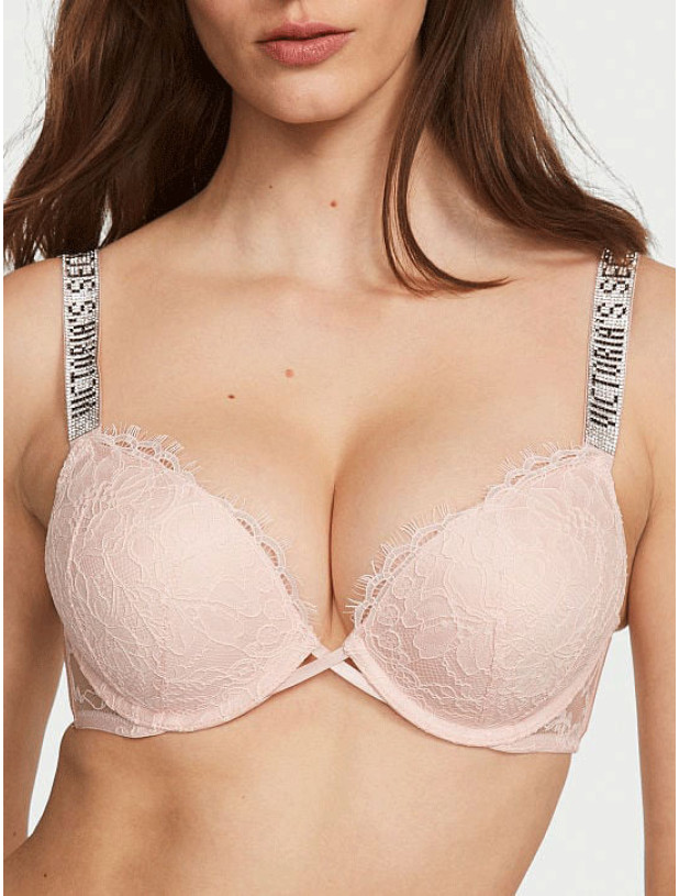 Комплект Білизни зі Стразами Victoria's Secret Very Sexy Bombshell Add-2-Cups Lace Shine Strap Push-Up Bra & Shine Strap Lace Thong Panty_2