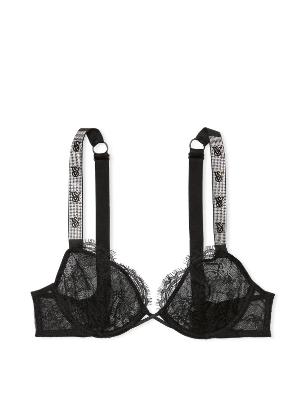 Бюстгальтер зі Стразами Victoria's Secret Very Sexy Shine Strap Unlined Low-Cut Lace Demi Bra_3