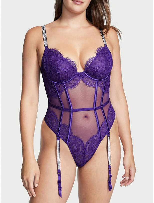 Боді Тедді зі Стразами Victoria's Secret Very Sexy Demi Teddy with Shine Straps & Garters_3