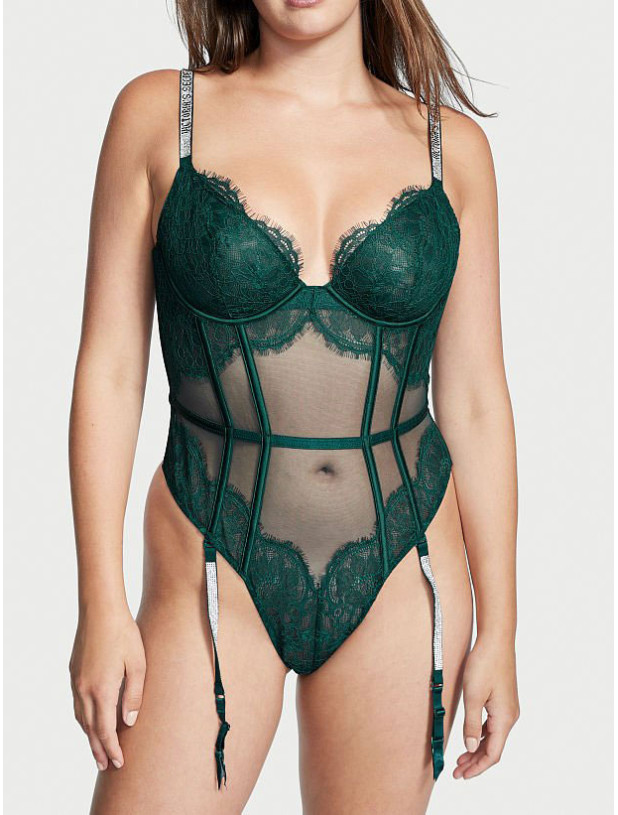 Боді Тедді зі Стразами Victoria's Secret Very Sexy Demi Teddy with Shine Straps & Garters_3