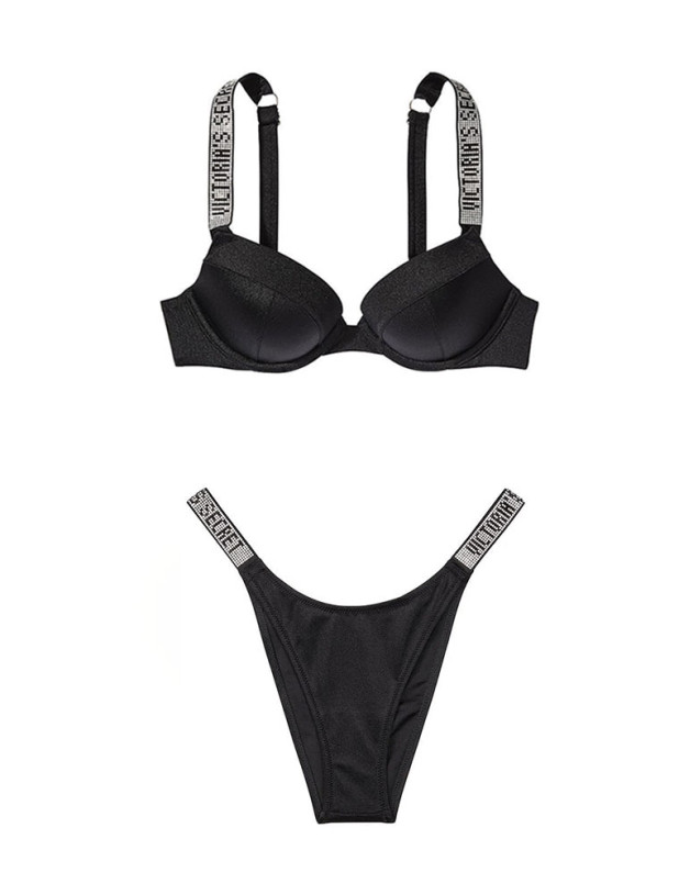 Купальник со Стразами Victoria's Secret Shine Strap Sexy Tee Push-Up Bikini Top & Bikini Brazilian Shine Strap_3