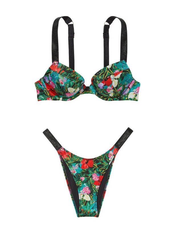 Купальник Пуш-ап со Стразами Victoria's Secret Shine Strap Sexy Tee Push-Up Bikini Top & Bikini Bottom Brazilian Shine Strap_3