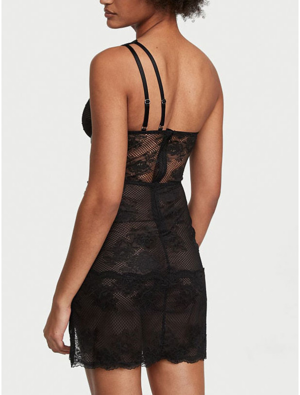 Нічна Сорочка Victoria's Secret Faux Leather & Fishnet Corset Dress_2