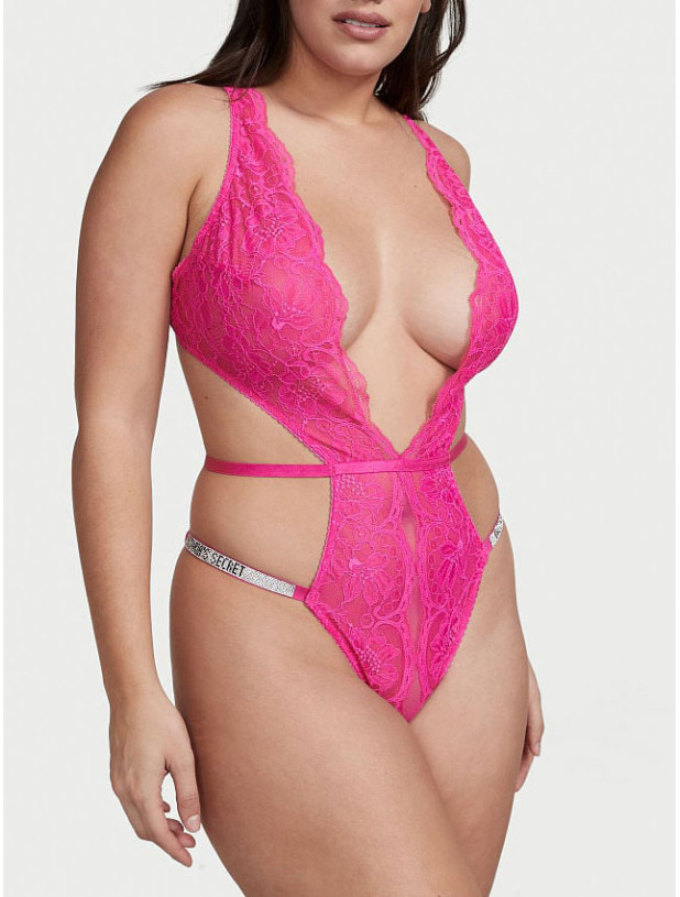 Боді Тедді Victoria's Secret Very Sexy Unlined Lace Shine Strap Crotchless Teddy_2