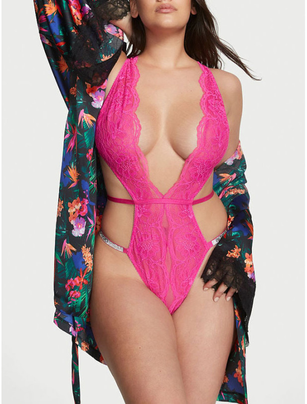 Боді Тедді Victoria's Secret Very Sexy Unlined Lace Shine Strap Crotchless Teddy_4