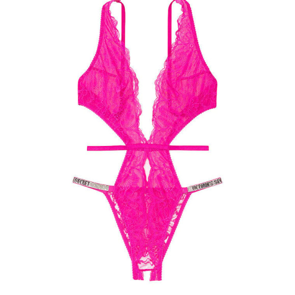 Боді Тедді Victoria's Secret Very Sexy Unlined Lace Shine Strap Crotchless Teddy