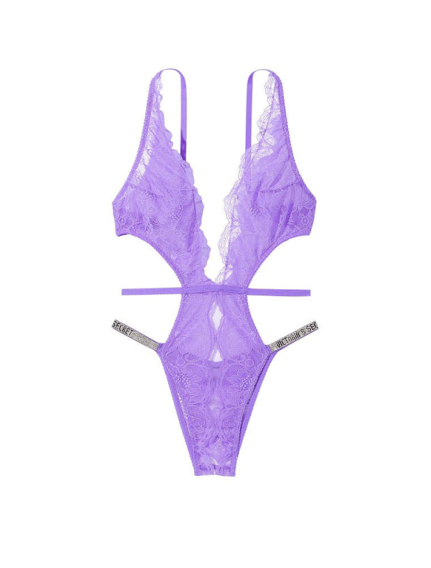 Боді Тедді Victoria's Secret Very Sexy Unlined Lace Shine Strap Crotchless Teddy_3