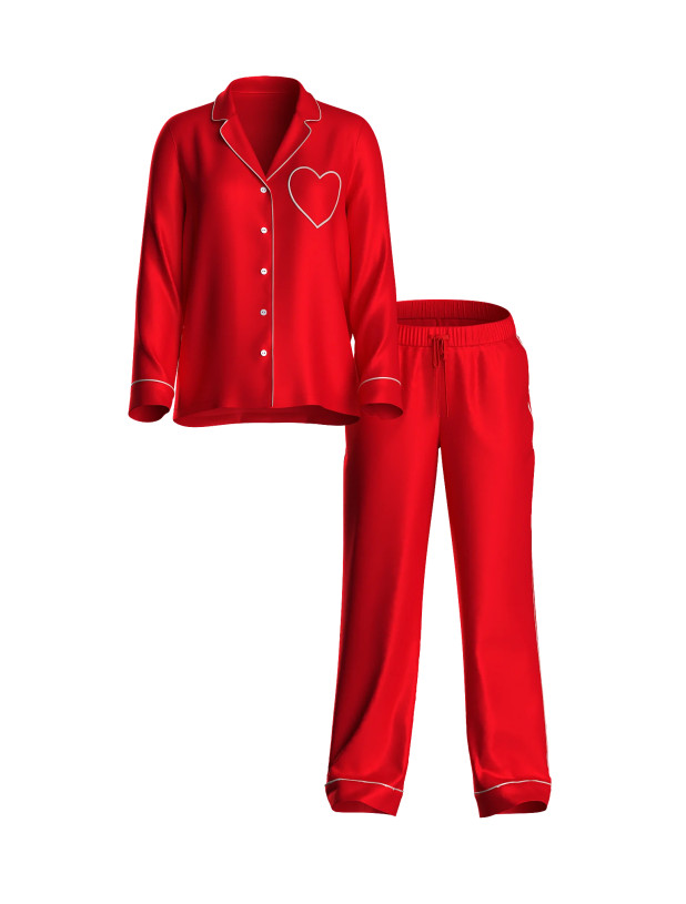 Піжама Victoria's Secret Signature Satin Heart Long Pajama Set_3