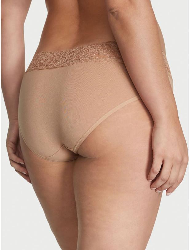 Бавовняні Трусики Хіпхагер з Мереживом Victoria's Secret Lace Waist Cotton Hiphugger Panty_2
