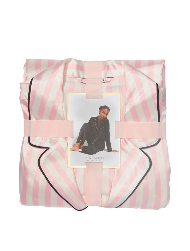 Піжама Сатинова Victoria's Secret Satin Long Pajama Set_4