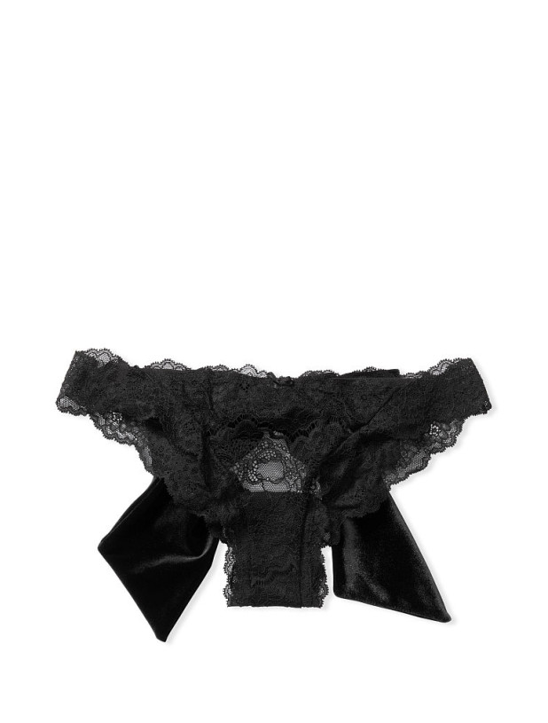Трусики Victoria's Secret Dream Angels Lace & Velvet Bow Ouvert Cheekini Panty_3