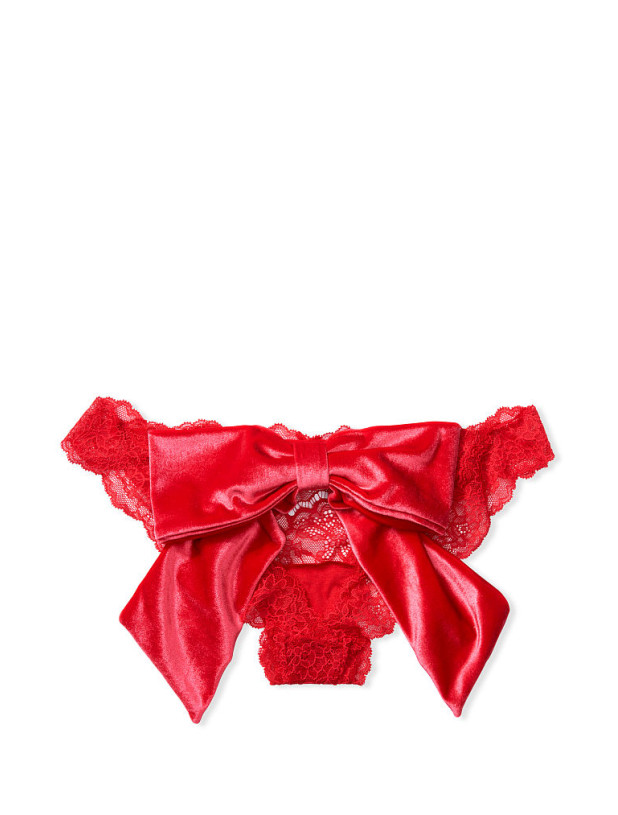 Трусики Victoria's Secret Dream Angels Lace & Velvet Bow Ouvert Cheekini Panty_3