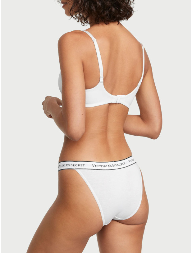 Хлопковые Трусики Бикини Victoria's Secret Cotton Logo Tanga Bikini Panty_2