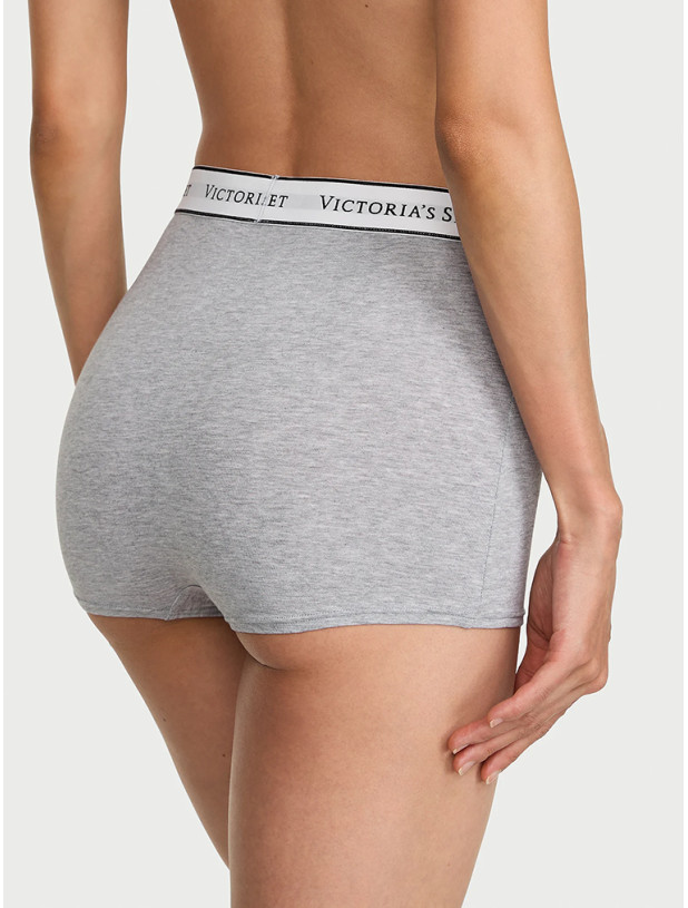 Бавовняні Трусики Шортики Victoria's Secret Logo Cotton High-Waist Boyshort Panty_2