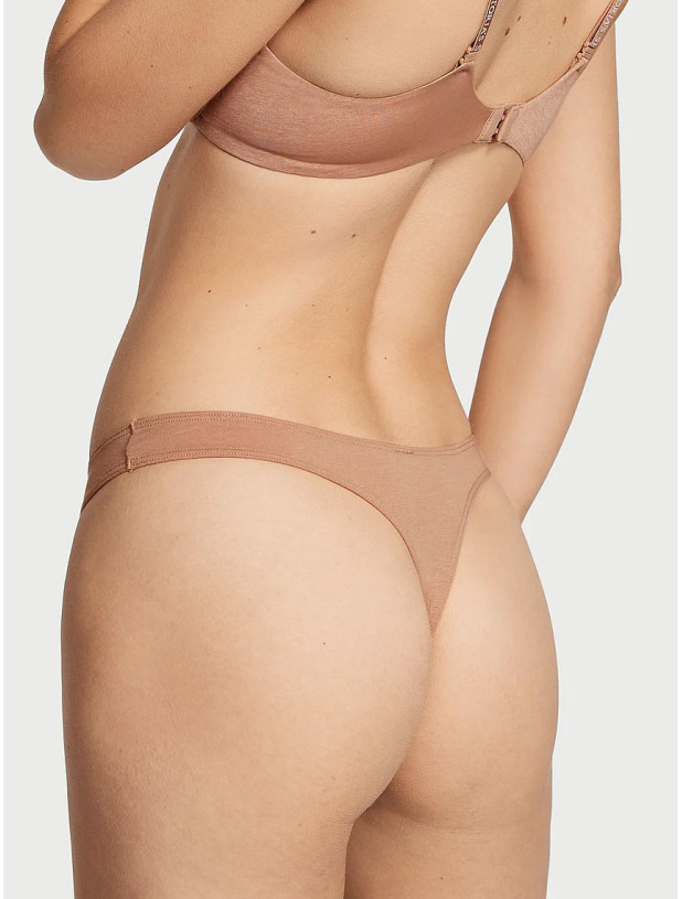 Хлопковые Трусики Стринги Victoria's Secret Stretch Cotton High-Leg Scoop Thong Panty_2