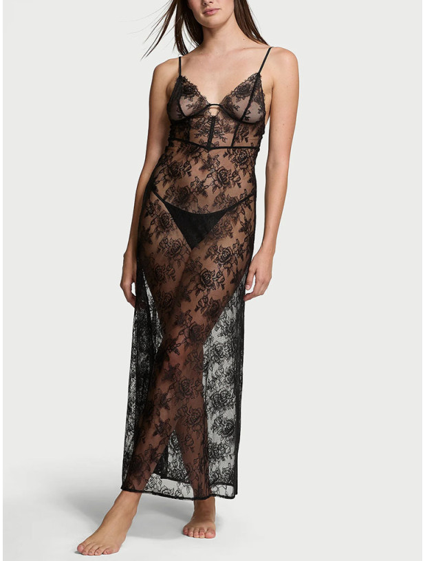 Нічна Сорочка Victoria's Secret Rose Lace Long Slip_2
