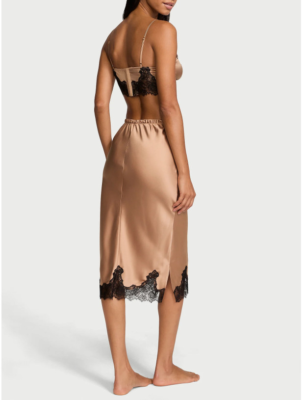 Набір Бюстгальтер-Бралет та Спідниця Міді Victoria's Secret Satin Rose Lace-Trim Bralette & Midi Skirt Set_2