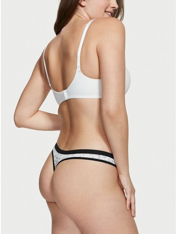 Хлопковые Трусики Стринги Victoria's Secret Stretch Cotton High-Leg Scoop Thong Panty_3