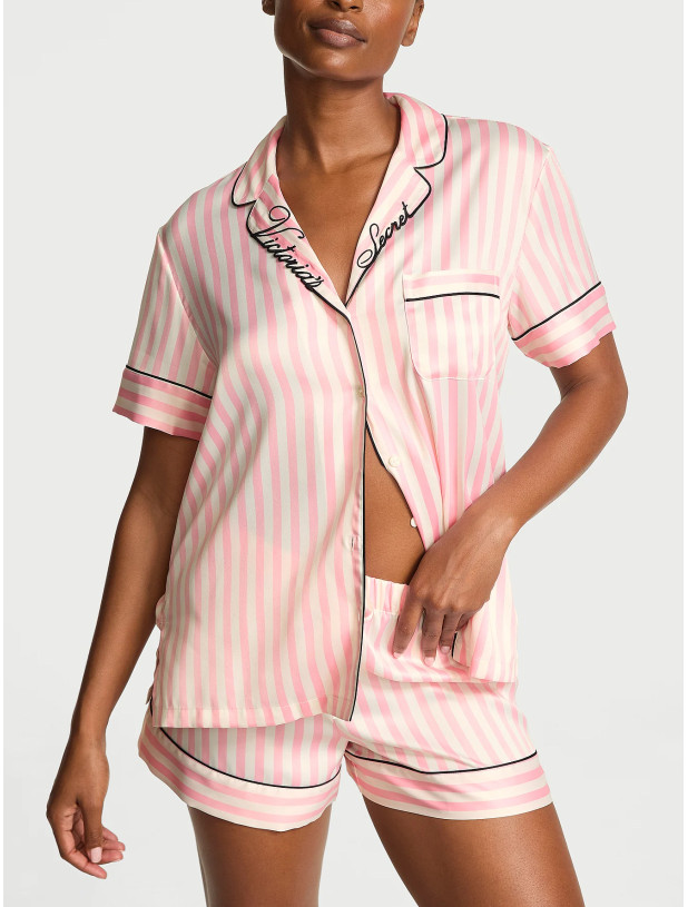 Піжама з Шортами Victoria's Secret Signature Satin Short Pajama Set_3
