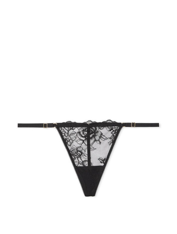 Комплект Білизни з Корсетом Victoria's Secret Very Sexy VS Archives Rose Lace Bra Top & Very Sexy Rose Lace Adjustable V-String Panty-black_9