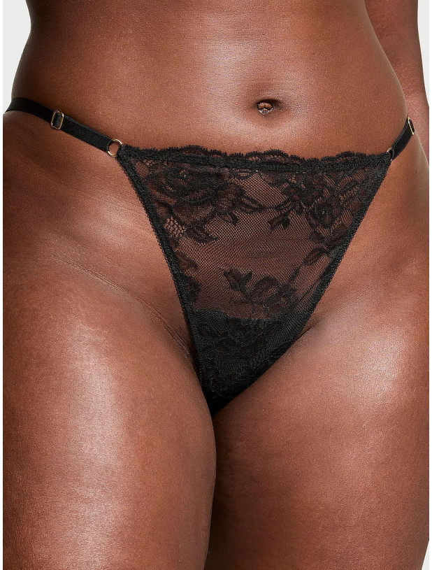 Комплект Білизни з Корсетом Victoria's Secret Very Sexy VS Archives Rose Lace Bra Top & Very Sexy Rose Lace Adjustable V-String Panty-black_8