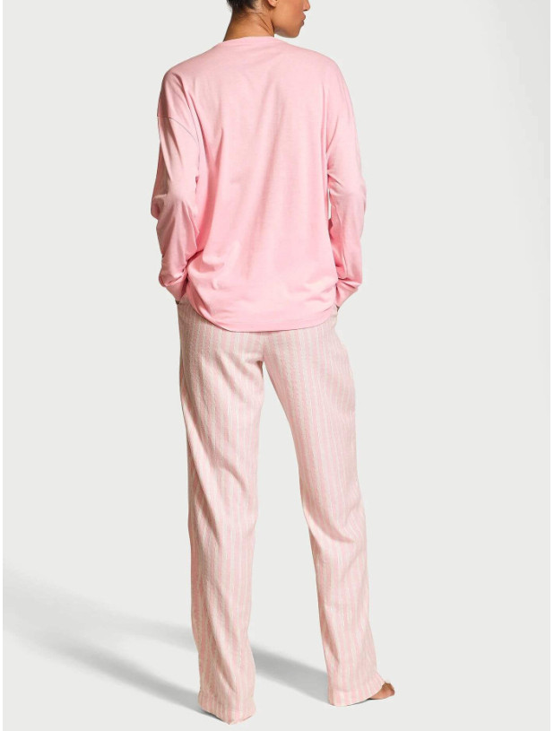 Піжама Фланелева Victoria's Secret Flannel Long-Sleeve Tee-Jama Set_2
