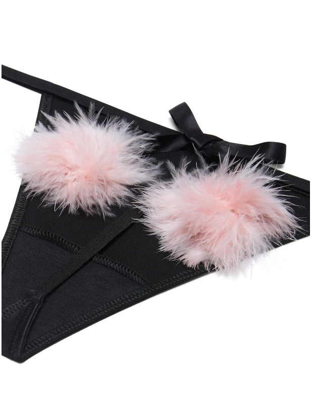 Трусики Стрінги Victoria's Secret Dream Angels Satin Pom Pom V-String Panty_2