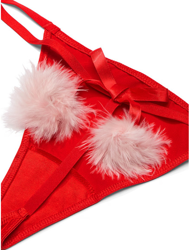 Трусики Стрінги Victoria's Secret Dream Angels Satin Pom Pom V-String Panty_3